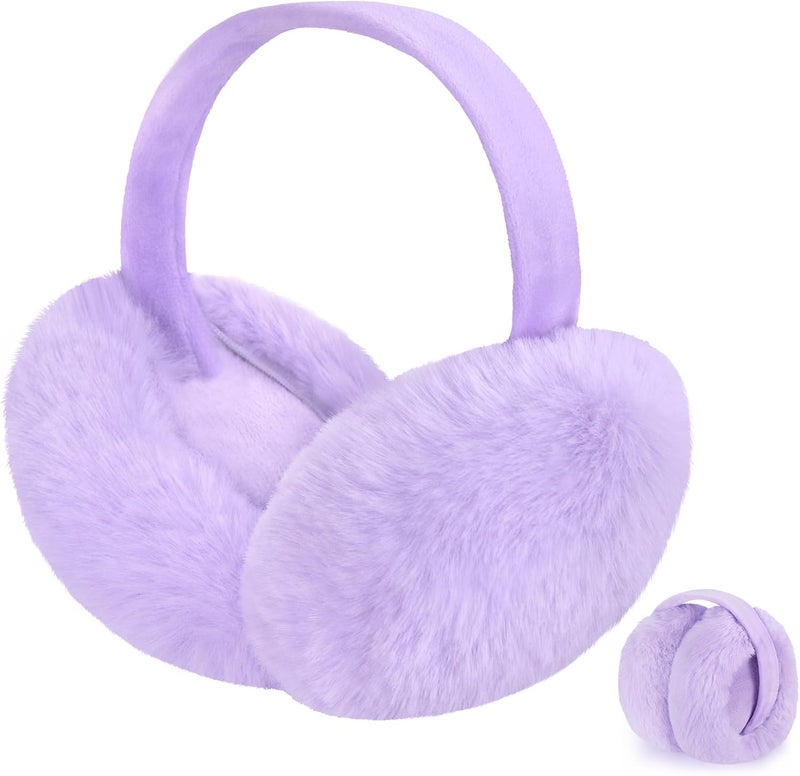 Lainlight Store Earmuffs for Women Winter Warm Foldable Ear Muffs Faux Fur Cute Fuzzy Ear Warmers for Girls Women - Image 1